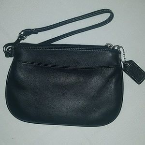 Coach black leather wristlet